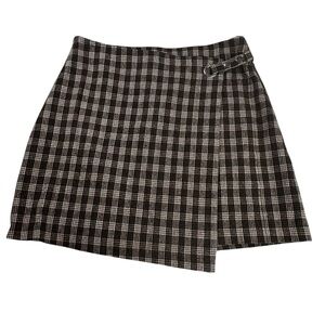 Harper Heritage Brown Plaid Foldover faux wrap Skirt‎ Large